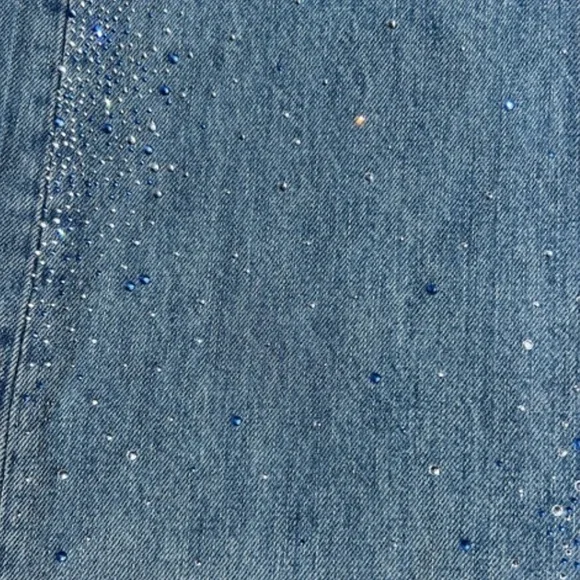 Zara NWT ripped wide leg rhinestone sequin jeans 6688/211 - Picture 5 of 9